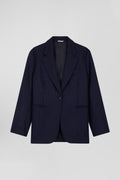 Navy blue striped wool blazer Oversized fit