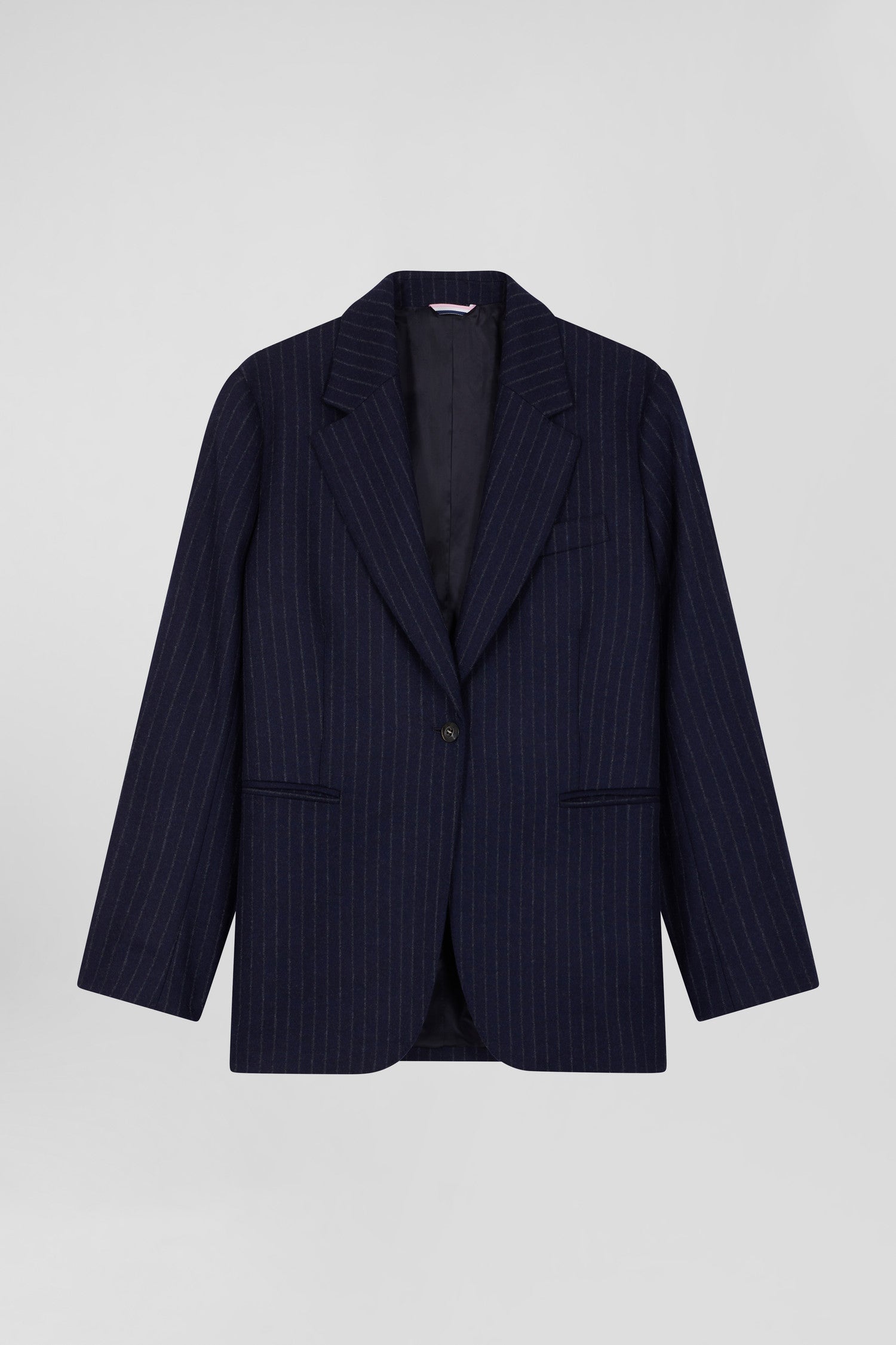 Navy blue striped wool blazer Oversized fit