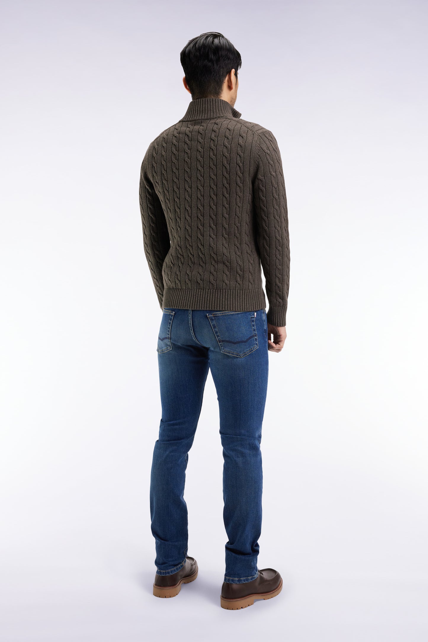 Jean 5 poches en denim stretch de coton Pima bleu coupe Slim