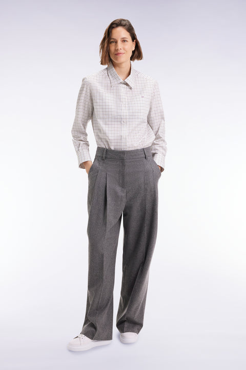Grey wool flannel wide-leg suit pants - Image 1