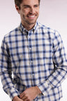 Sky cotton check shirt, straight cut