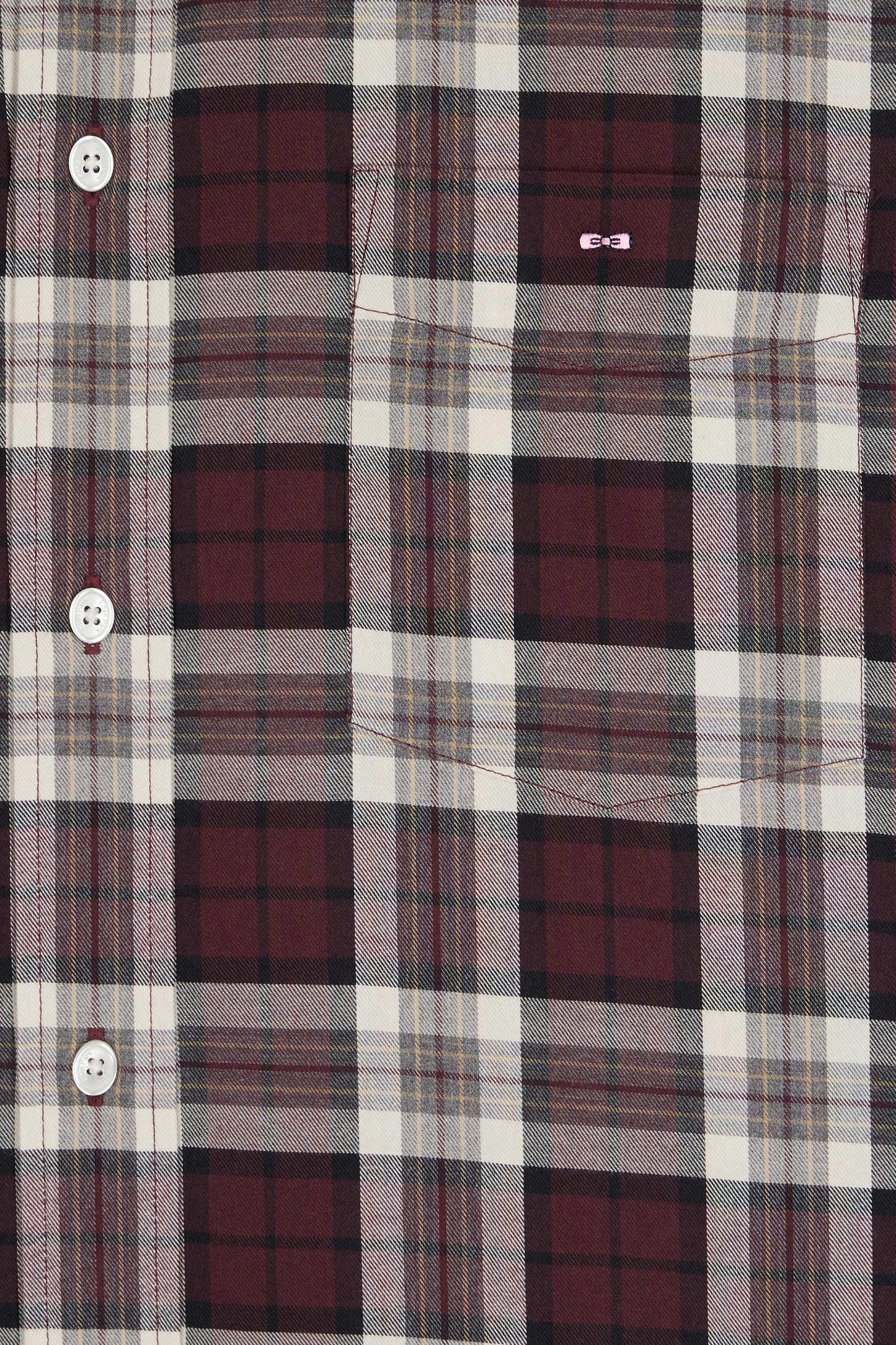 Burgundy cotton straight-cut check shirt