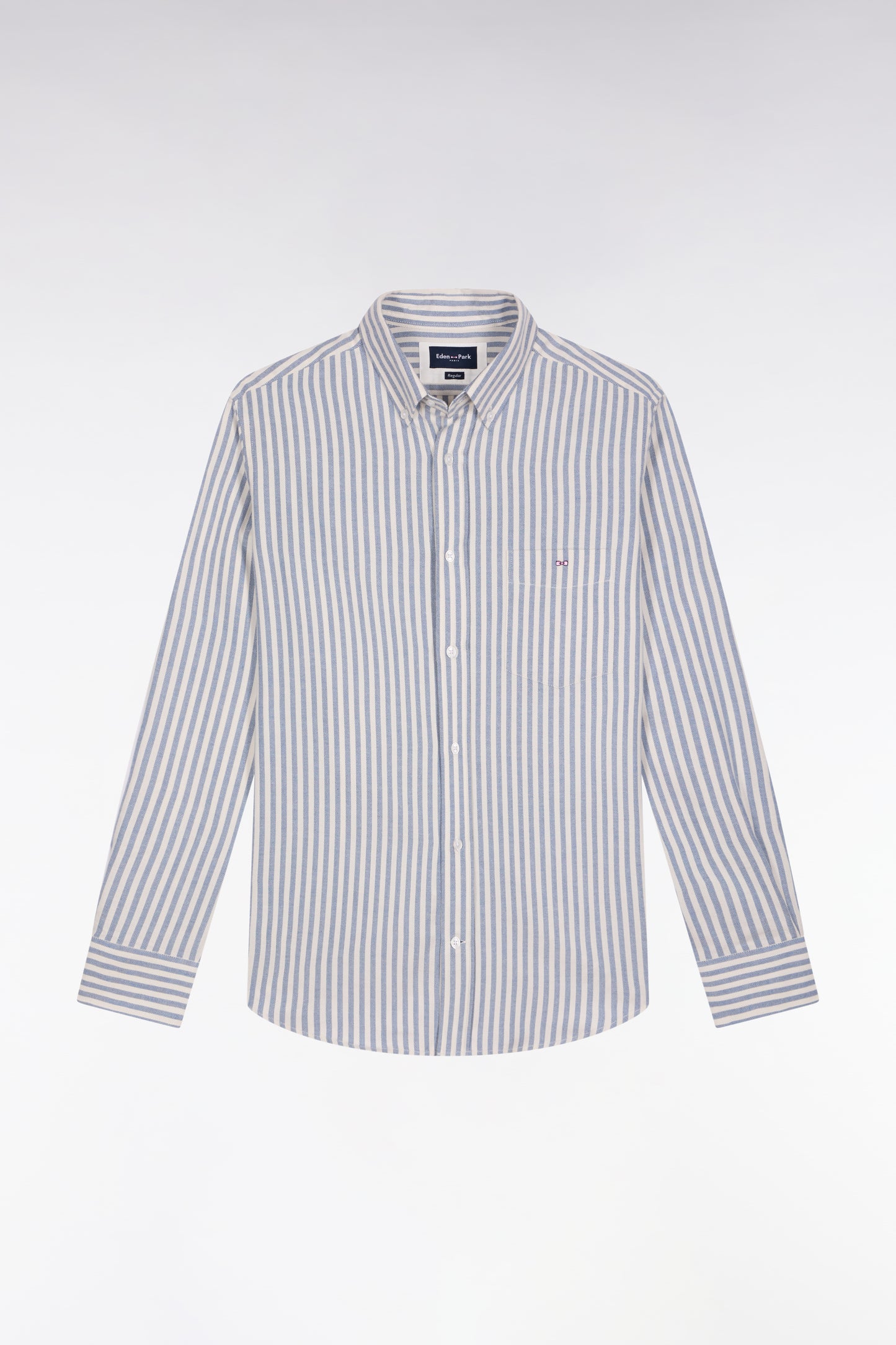 Pima cotton shirt with blue and white stripes