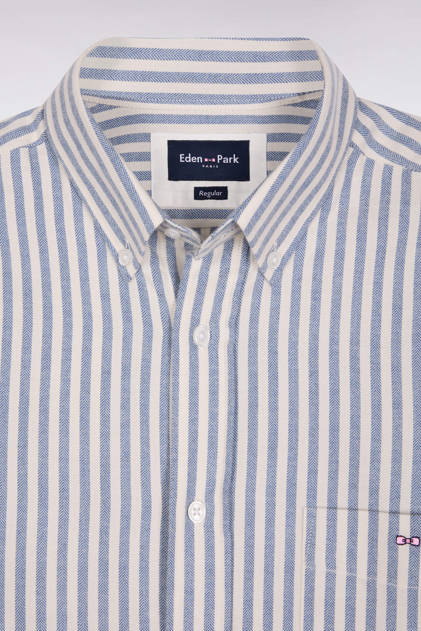 Pima cotton shirt with blue and white stripes