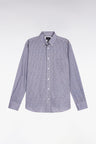 Chemise à micromotifs en coton bleu coupe droite