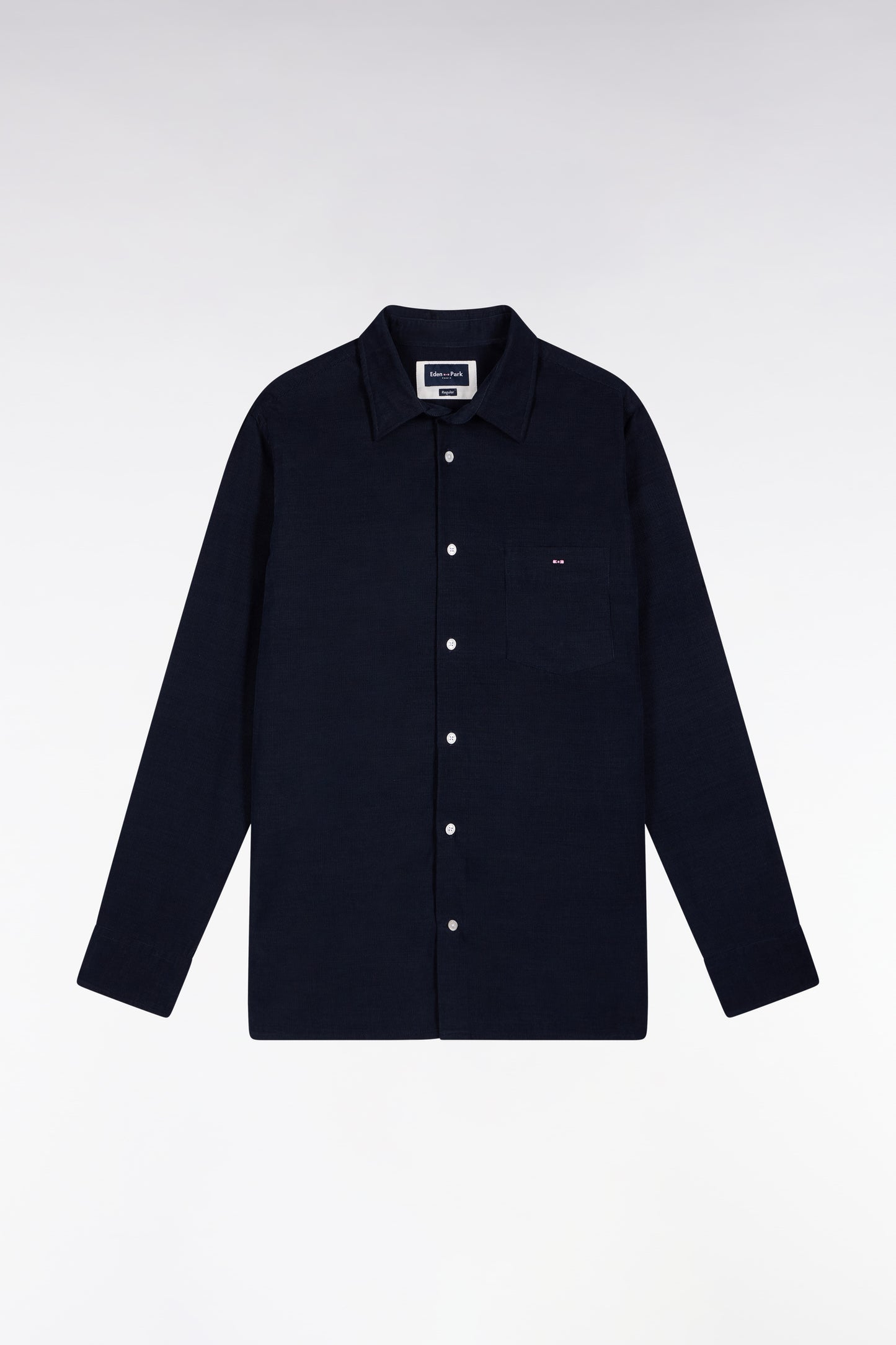 Navy velvet straight-cut shirt