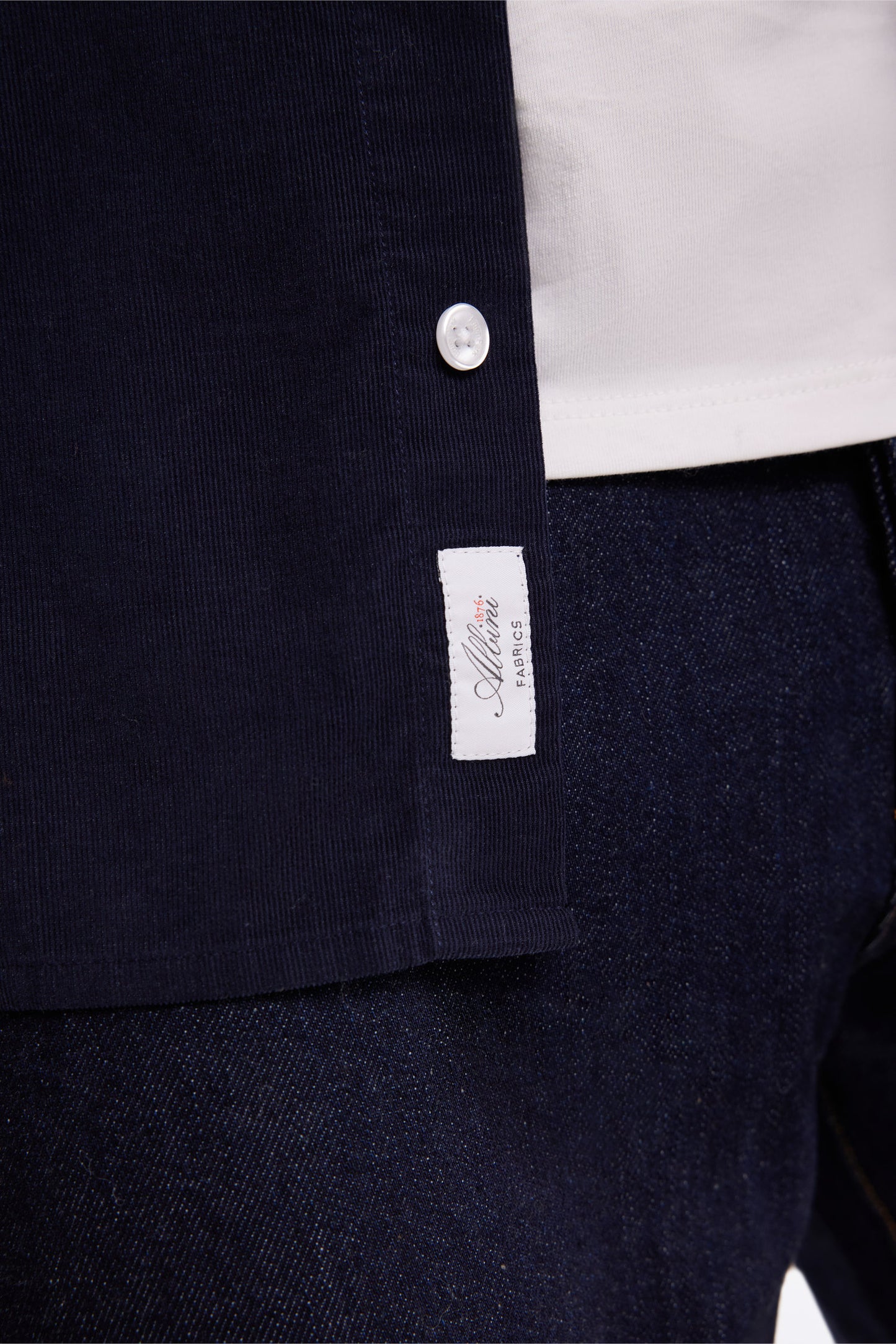 Navy velvet straight-cut shirt