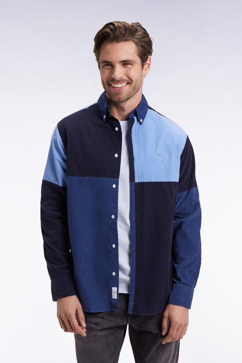 Chemise en velours quatre cadrans bleu coupe droite - Image 1