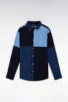 Chemise en velours quatre cadrans bleu coupe droite
