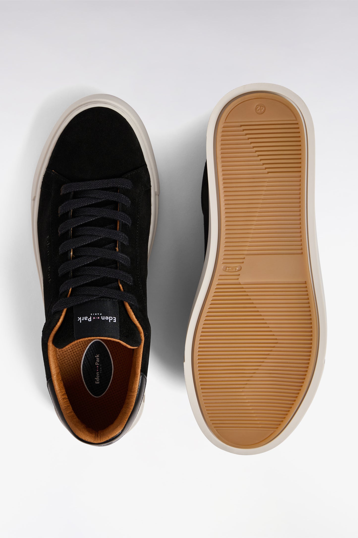 Black suede low-top sneakers