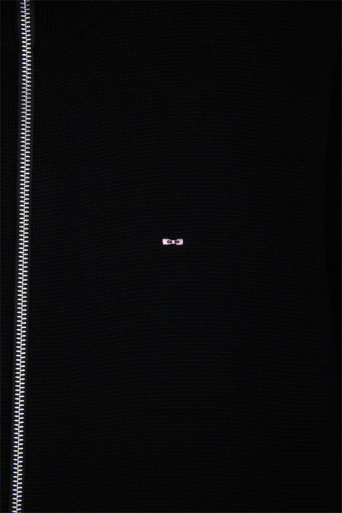 Black straight-cut merino wool cardigan