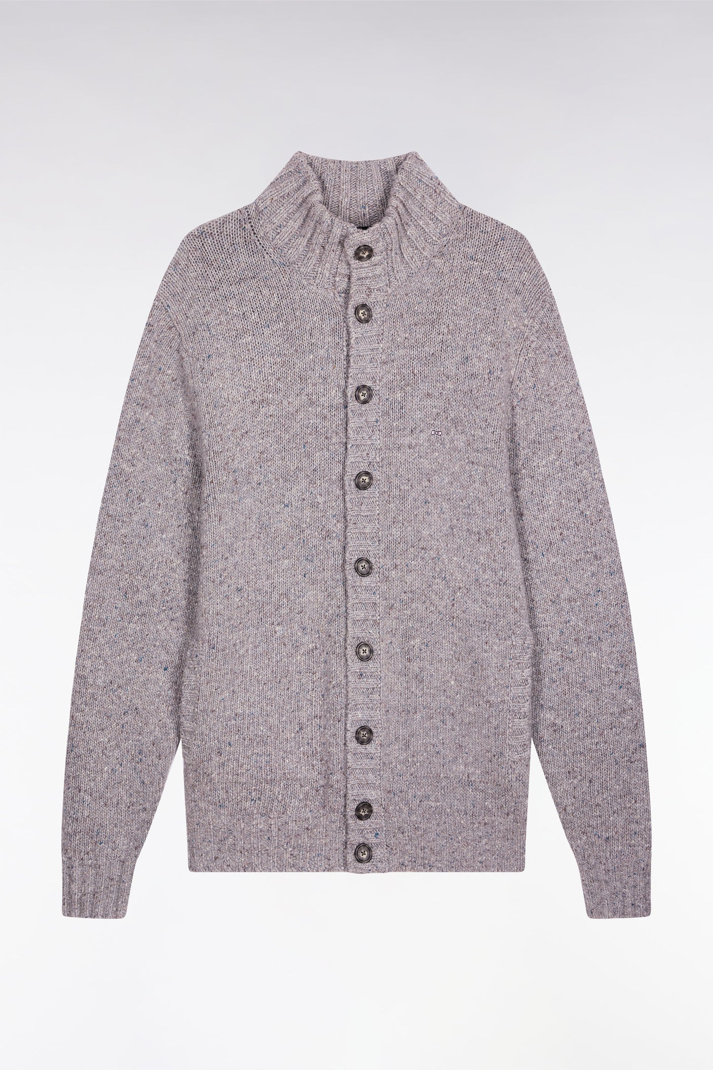 Grey cardigan in virgin wool and alpaca mix, straight cut