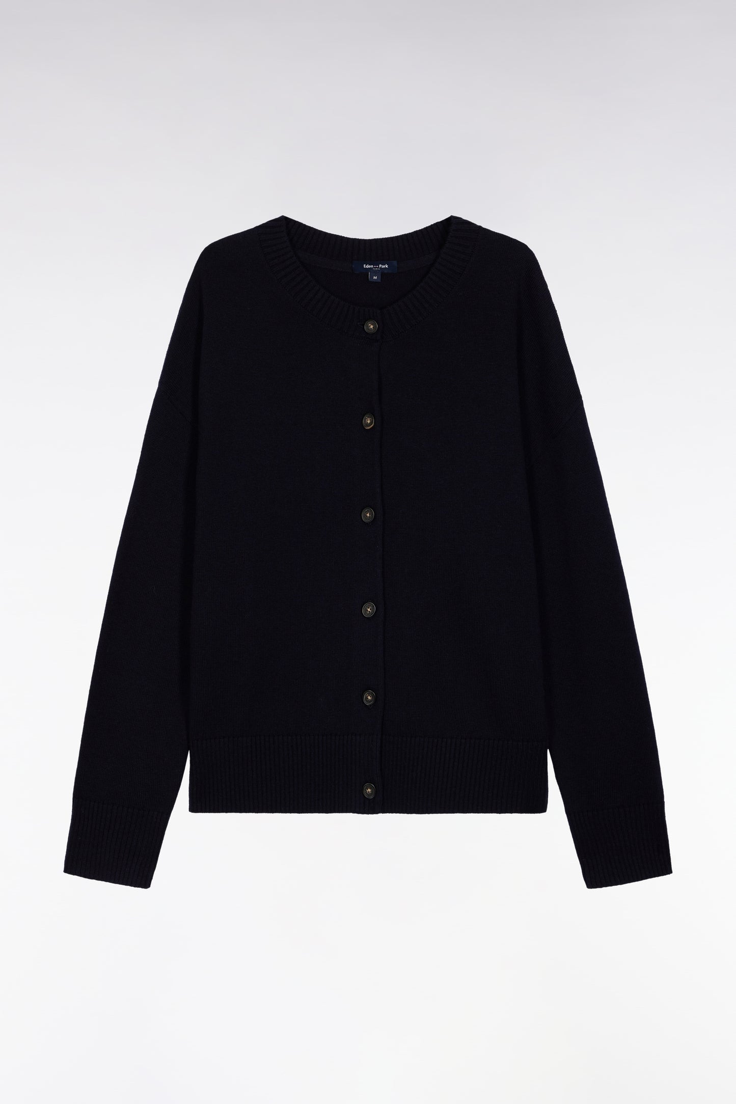 Relaxed-fit cardigan in wool and navy cotton