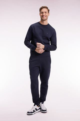 Navy brushed fleece straight-leg jogging suit