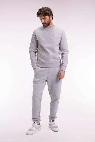 Grey brushed fleece jogging suit, straight cut