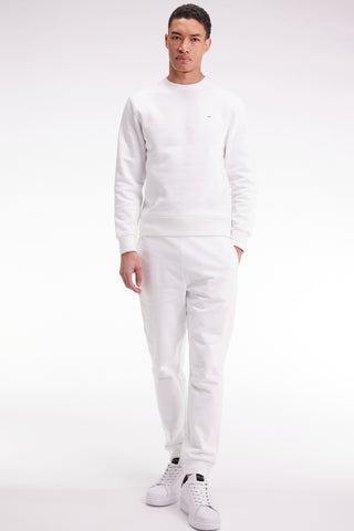 White brushed fleece jogging suit, straight cut