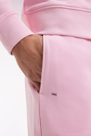 Pink brushed fleece jogging suit, straight cut