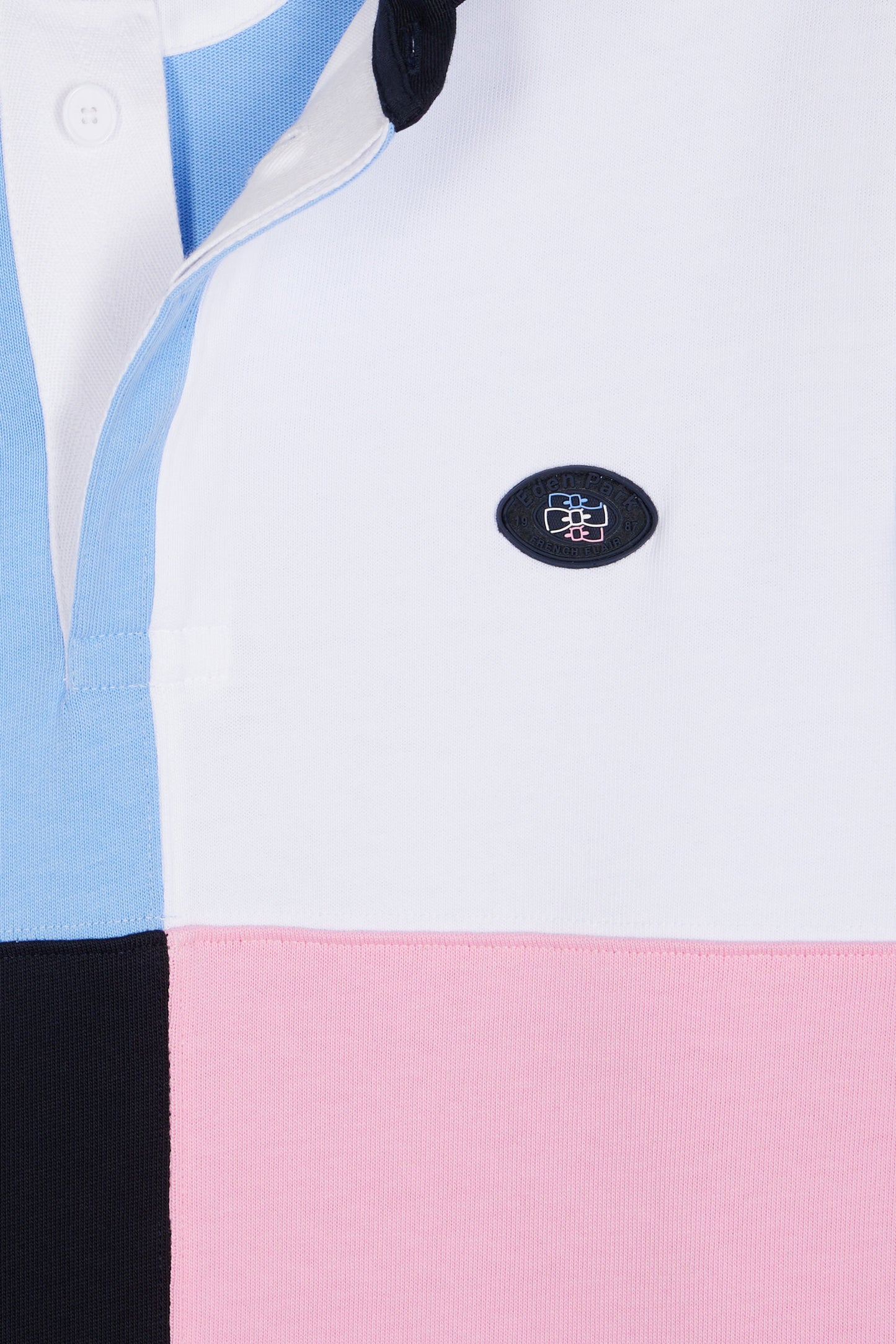 Long-sleeved jersey in thick colorblock cotton jersey, straight cut
