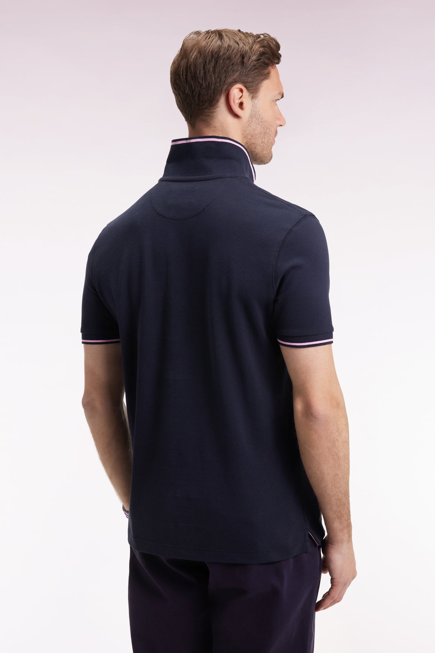Navy short-sleeved polo shirt