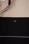 Polo bicolore manches courtes en piqué coton stretch noir coupe slim