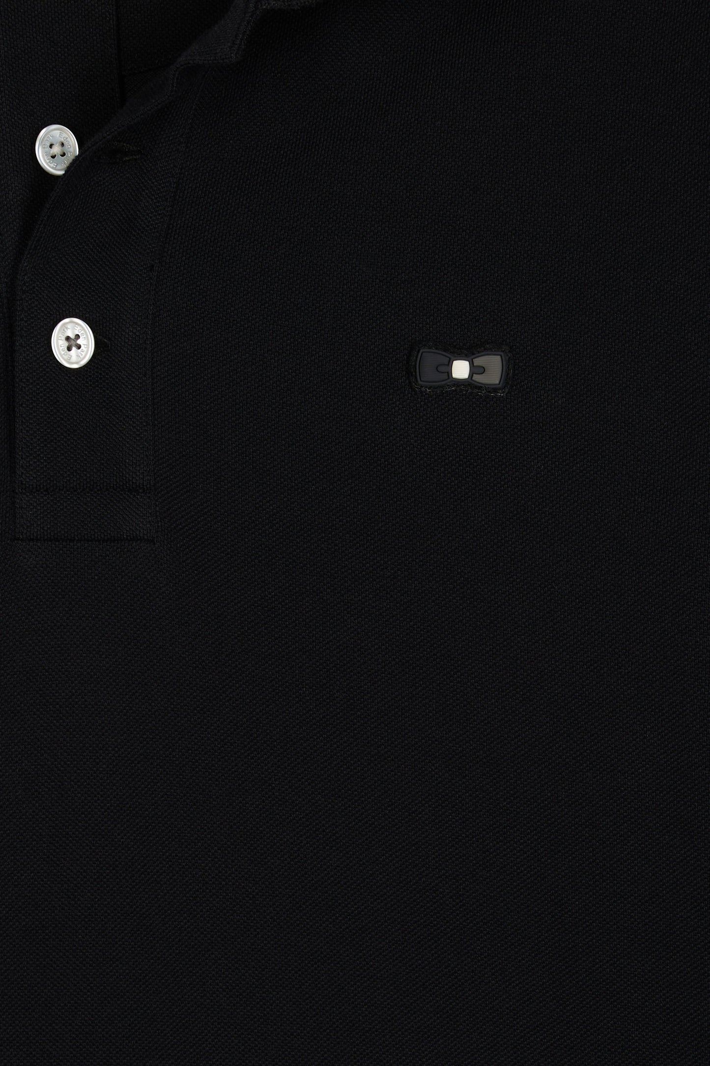 Relaxed fit long-sleeved polo shirt in black cotton