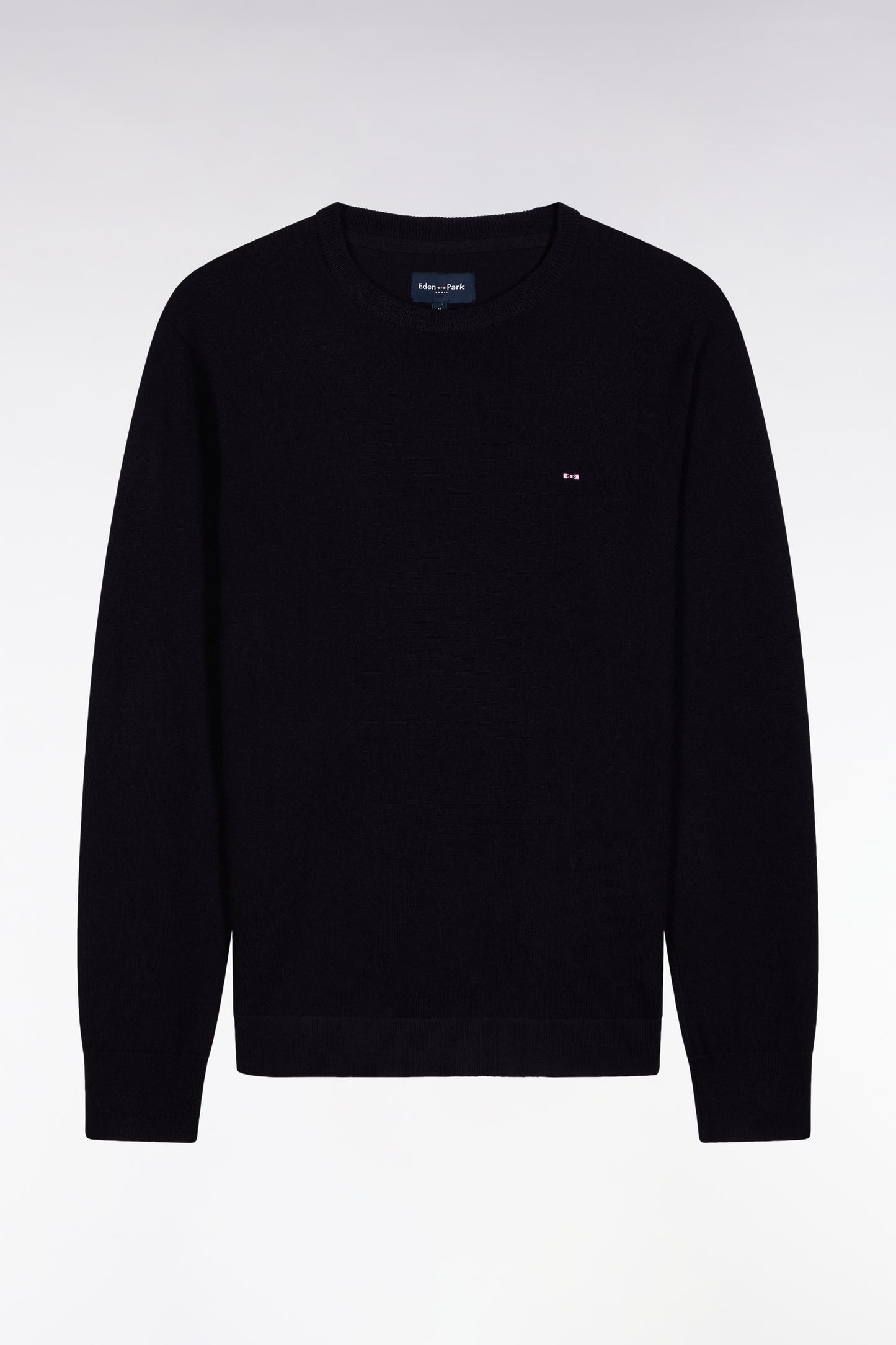 Round-neck sweater in navy merino wool