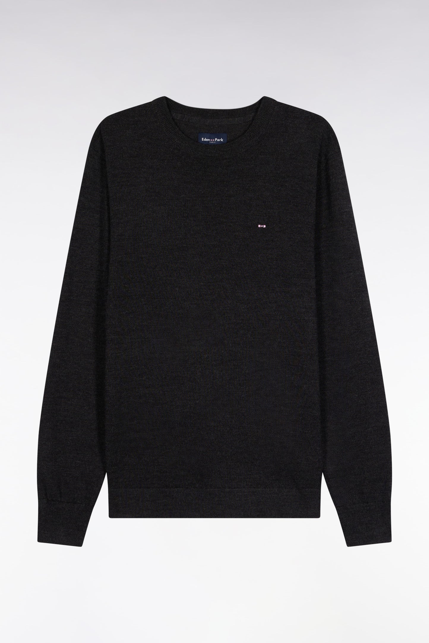 Dark grey merino wool round-neck sweater