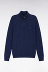 Pull col camionneur en coton torsadé marine