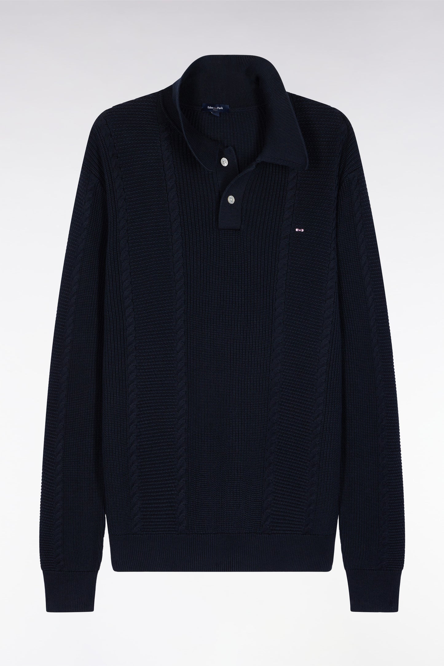 Blue polo-neck sweater in navy cotton