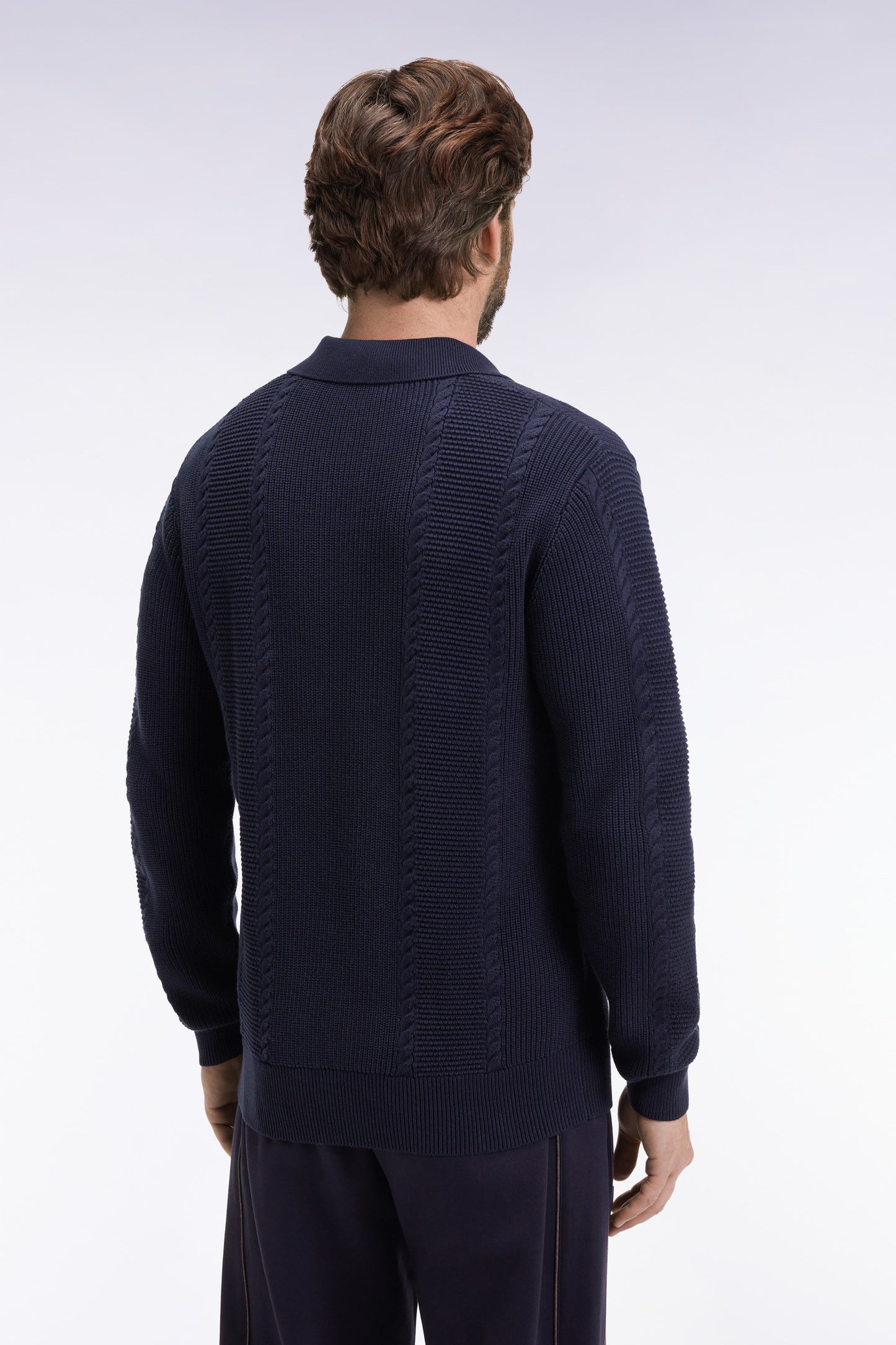 Blue polo-neck sweater in navy cotton