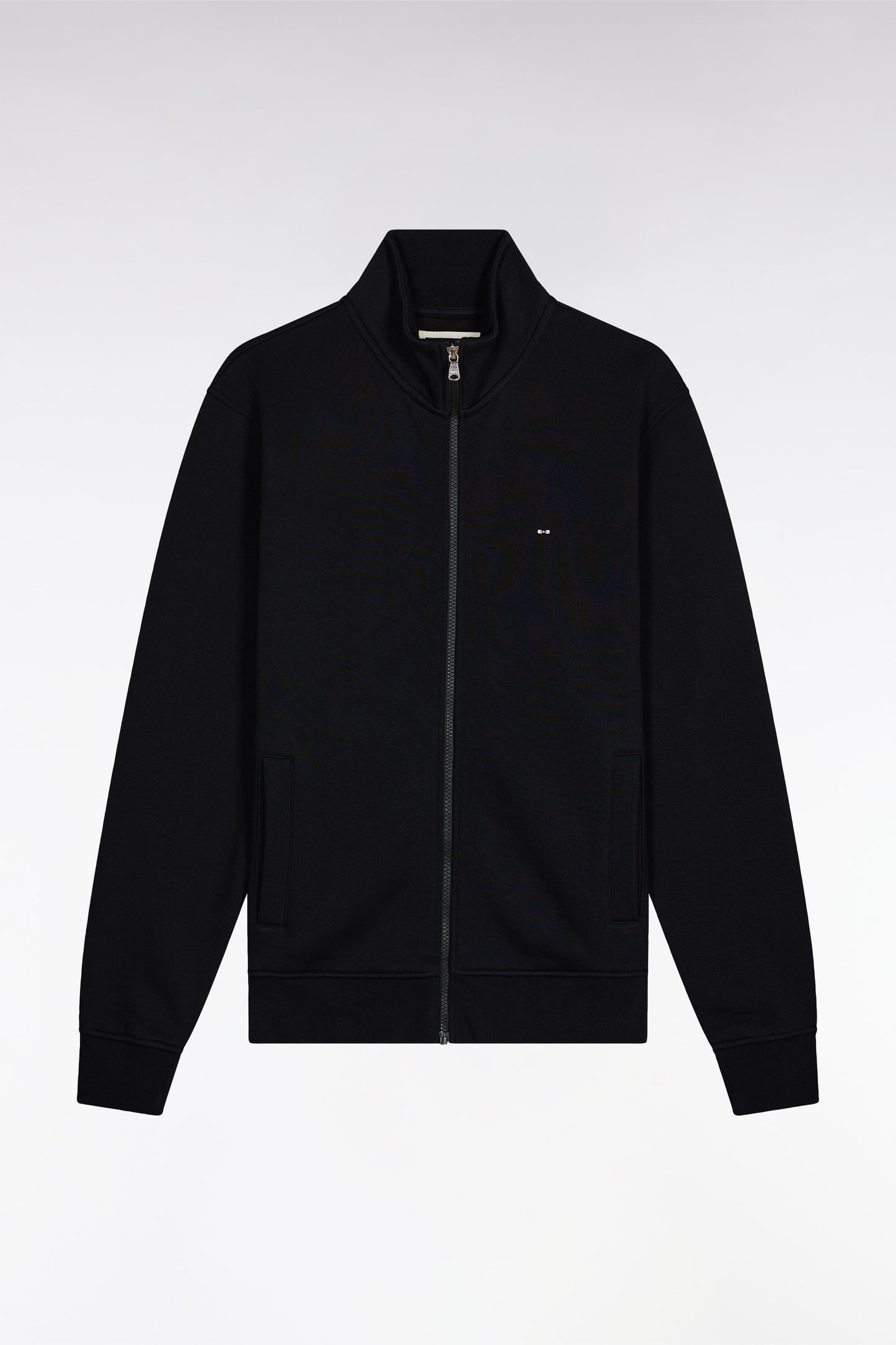 Sweatshirt zippé en coton noir coupe droite