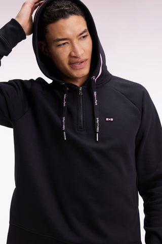 Black cotton-blend fleece hooded sweatshirt Relaxed cut