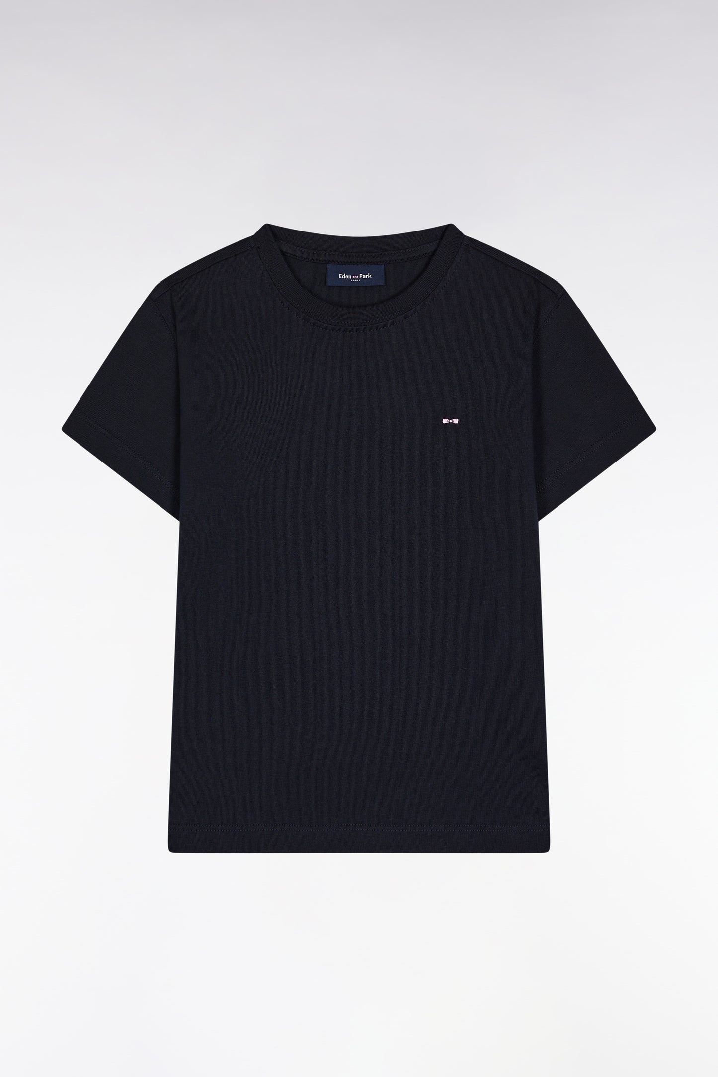 Navy short-sleeved round-neck T-shirt