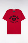 T-shirt à manches courtes en coton rouge impression effet velours