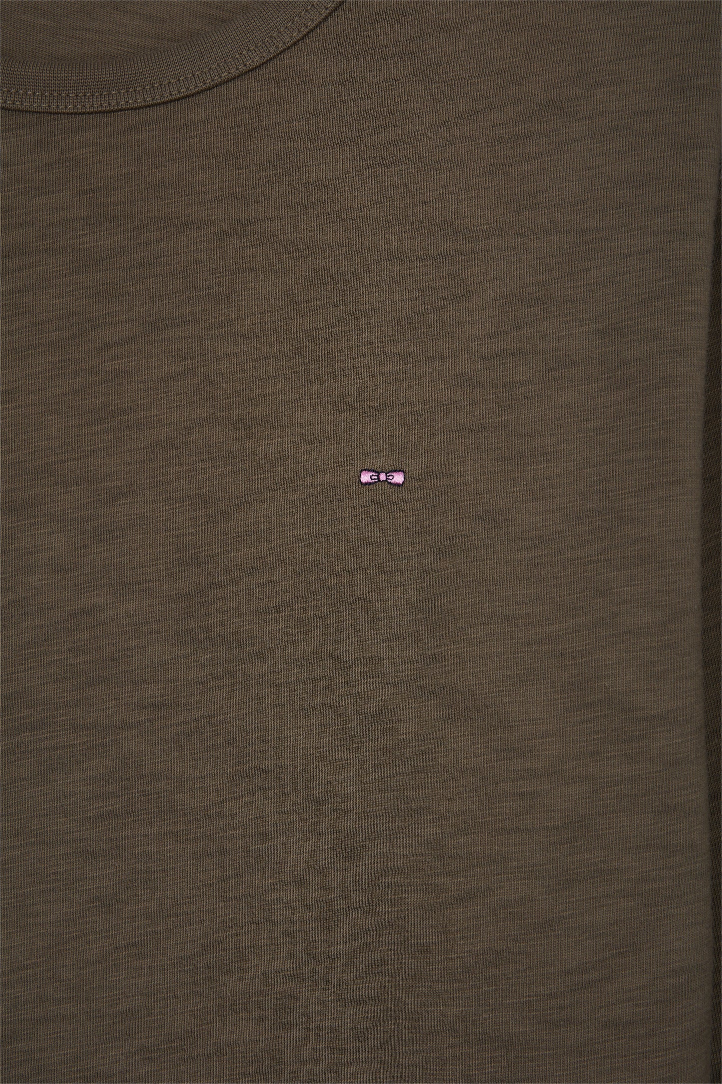 Long-sleeved T-shirt in khaki slub cotton