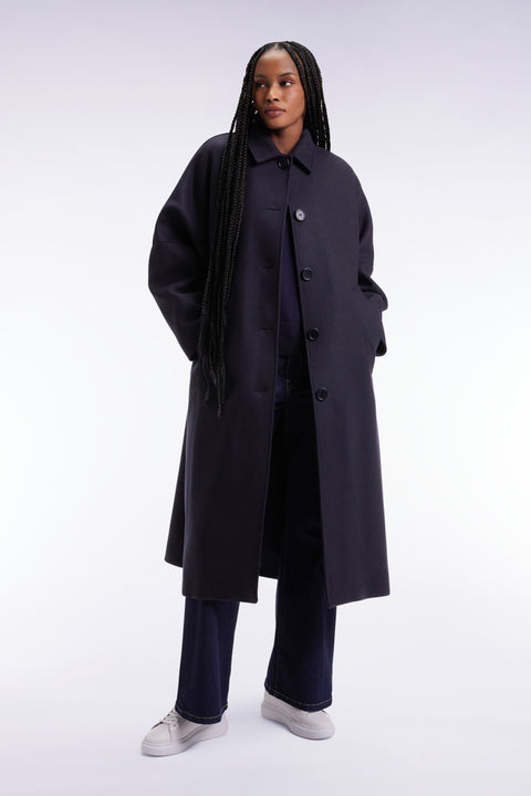 Navy wool kimono coat - Image 1
