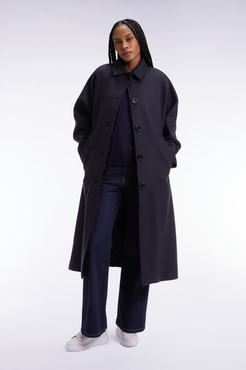 Navy wool kimono coat - Image 3