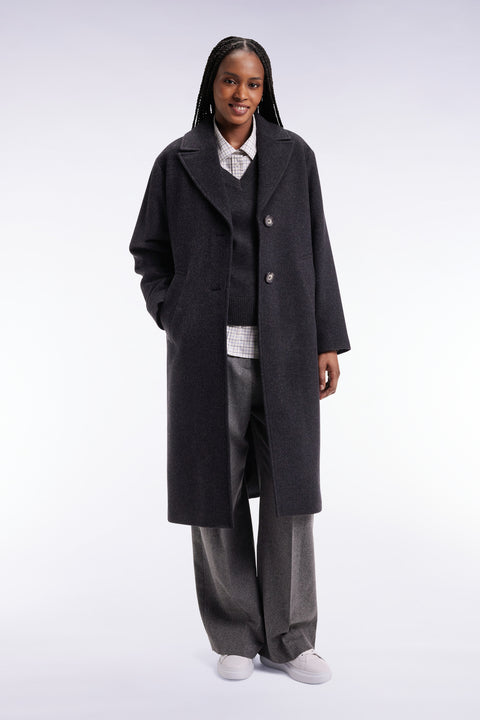 Oversized men's coat in dark grey wool - Image 3