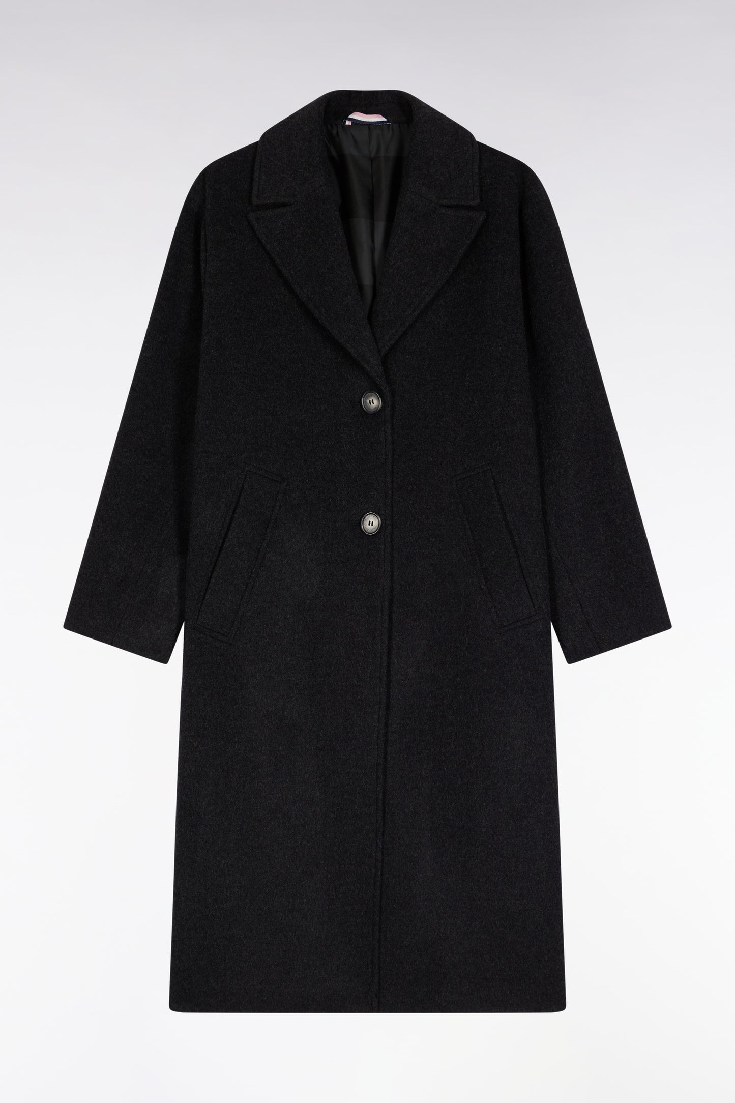 Oversized men's coat in dark grey wool