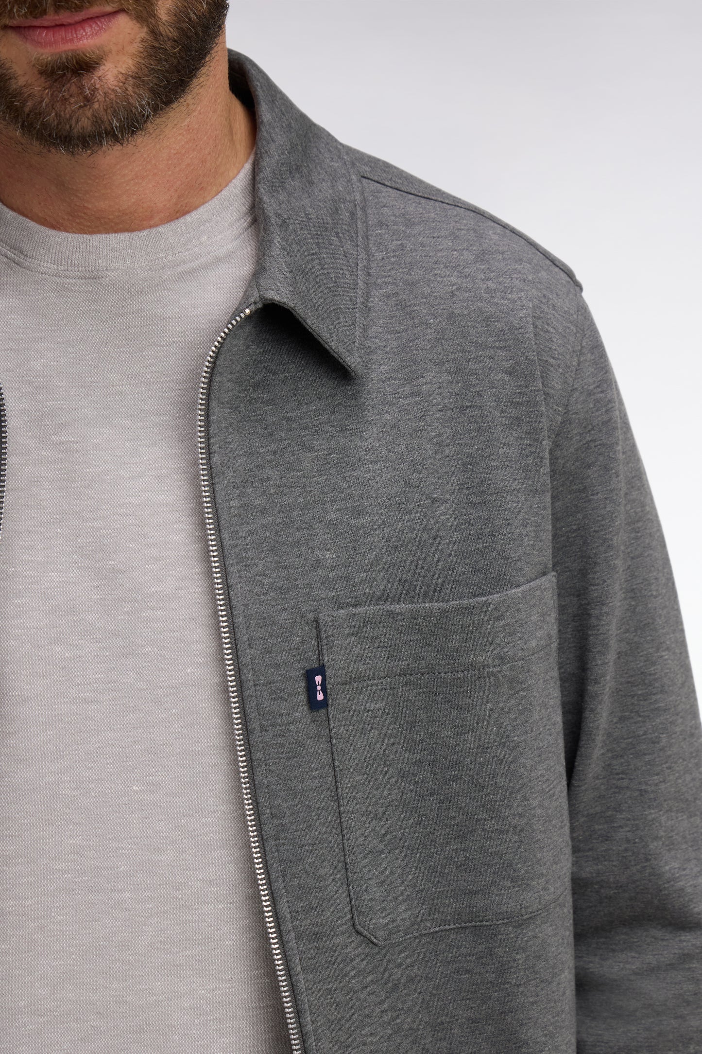 Surchemise zippée en coton gris chiné