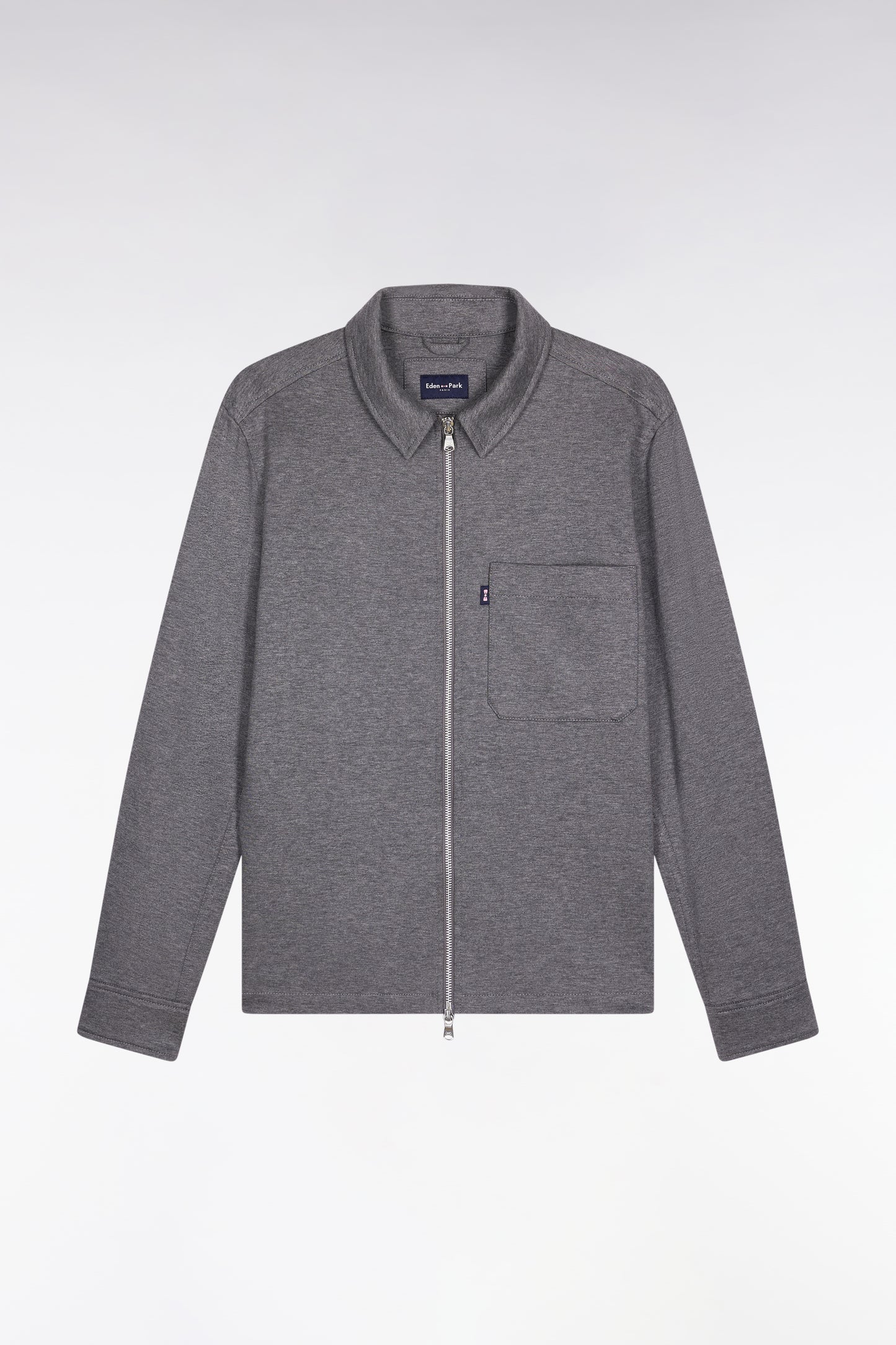 Surchemise zippée en coton gris chiné