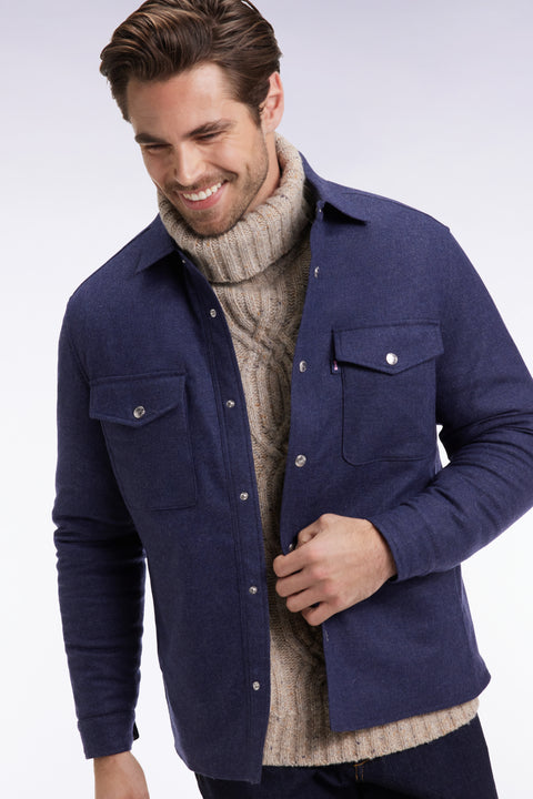 Blue wool and cashmere blend overshirt - Image 2