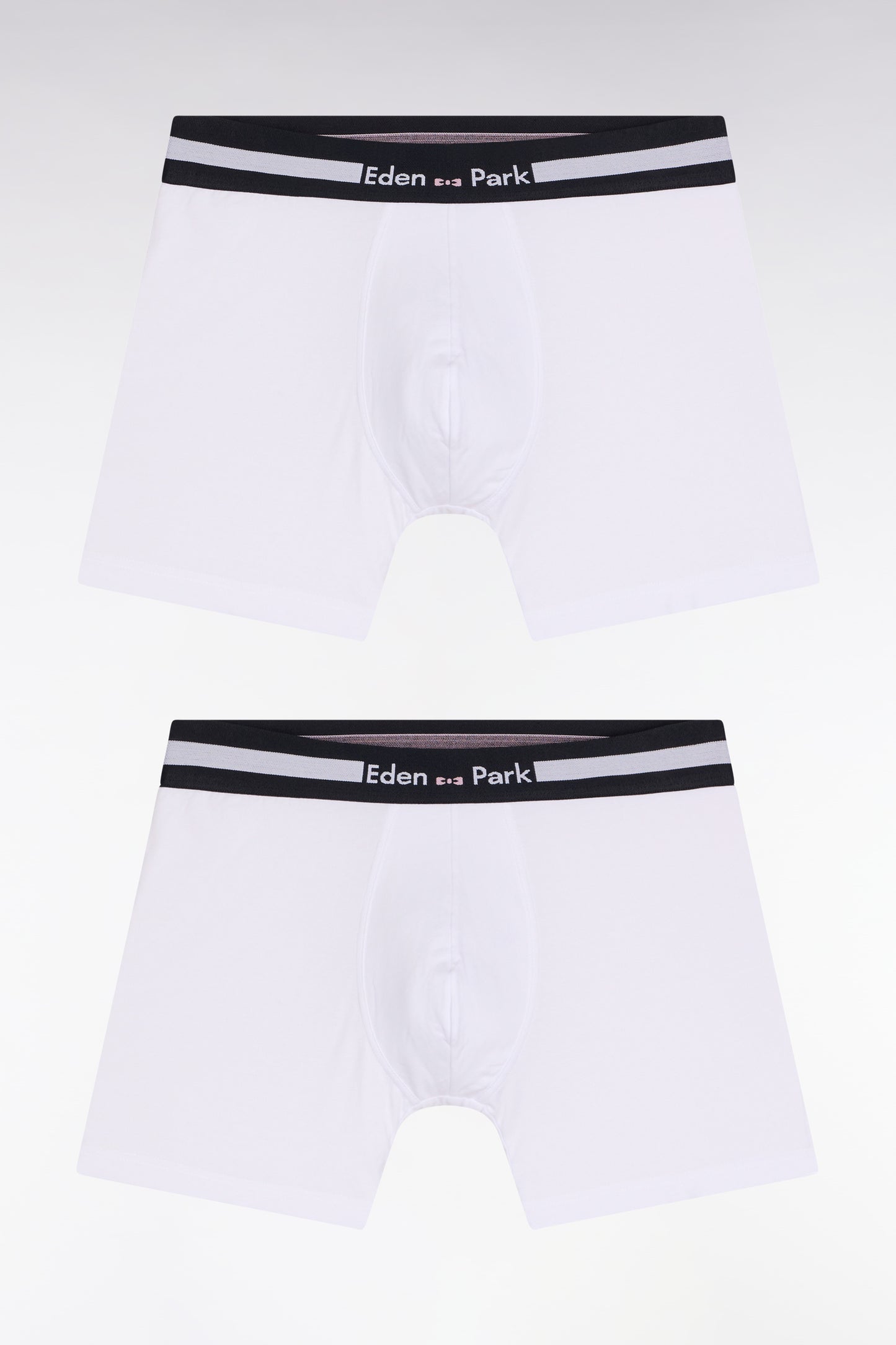 Set of two white stretch cotton jersey boxer shorts