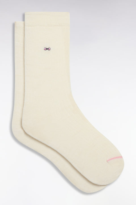 Ecru ribbed knit socks - Image 1