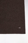 Chocolate ribbed wool and cotton scarf