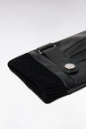 Smooth leather gloves with black knitted cuffs