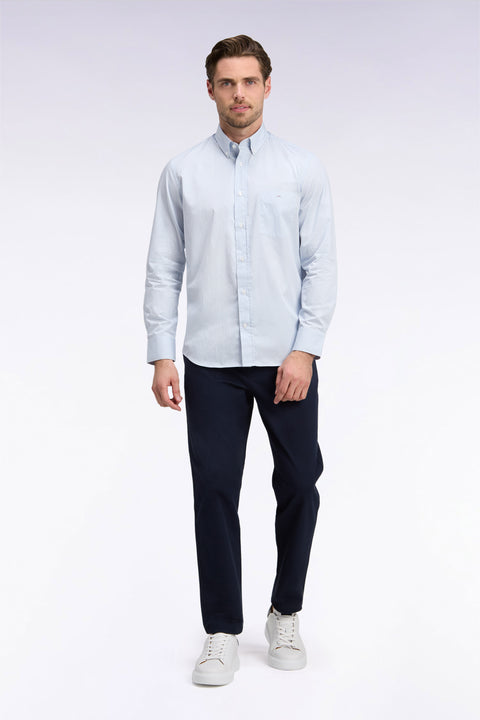 Pantalon chino sans plis en piqué de coton stretch marine coupe regular - Image 3