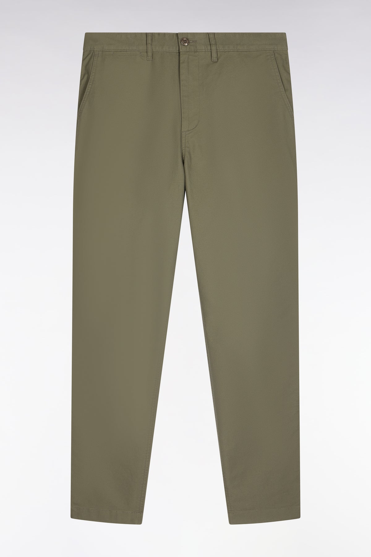 Regular fit light khaki stretch cotton piqué wrinkle-free chino pants