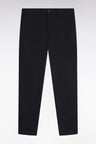 Regular fit black stretch cotton piqué wrinkle-free chino pants