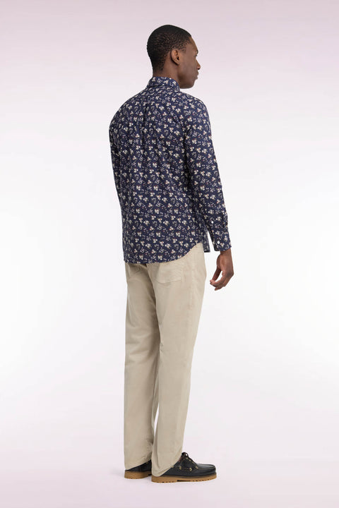 Pantalon 5 poches en toile de coton stretch beige coupe regular - Image 3